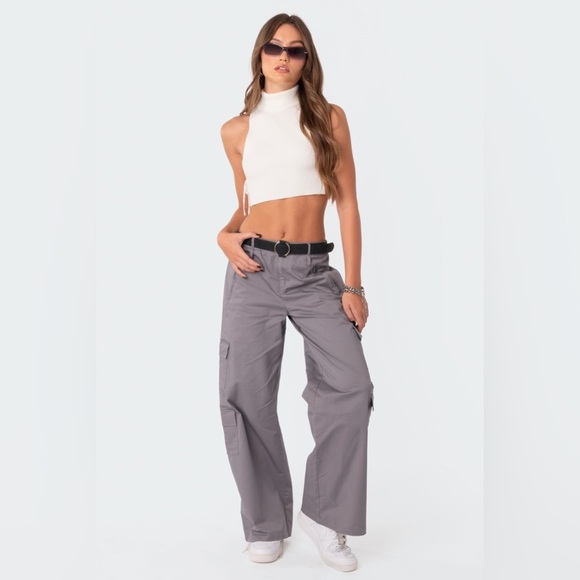 Edikted Women’s Zaria Baggy Cargo Pants in Grey Size XL - Picture 2 of 14